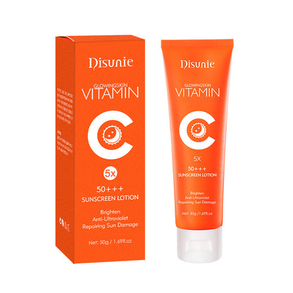 Güneş Koruyucu Krem Spf 50 C Vitamini Kollajen Nemlendirici Aydınlatıcı Losyon Cilt Bakımı Siyah nokta açık renkli  Cilt İçin Güneş Kremi