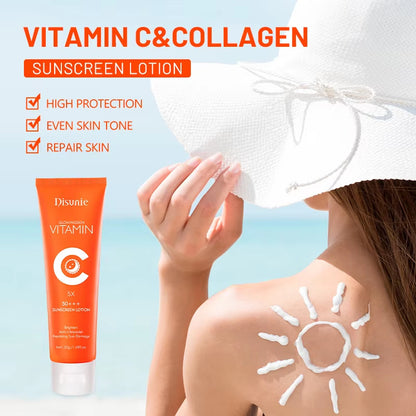Güneş Koruyucu Krem Spf 50 C Vitamini Kollajen Nemlendirici Aydınlatıcı Losyon Cilt Bakımı Siyah nokta açık renkli  Cilt İçin Güneş Kremi